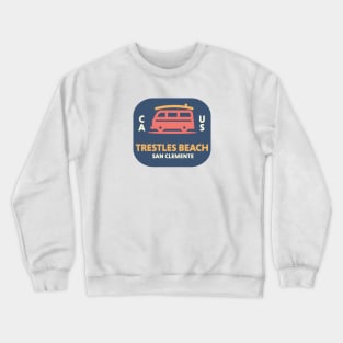 Retro Surfing Emblem Trestles San Clemente California // Vintage Surfing Badge Crewneck Sweatshirt